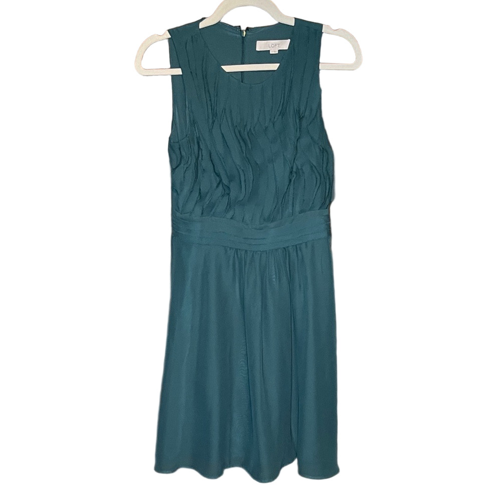 LOFT Teal Sleeveless Midi Dress
